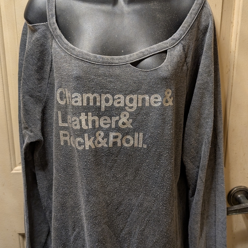 Chaser Gray Off-Shoulder Sweatshirt